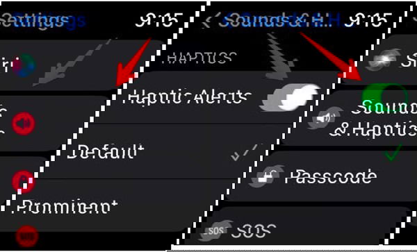 Параметры тактильных сигналов Apple Watch