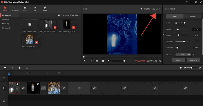 Add Photos Reels Desktop Export Button