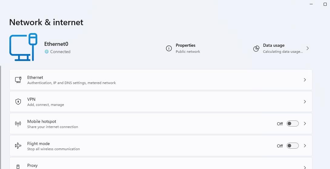 Параметр VPN в настройках Windows