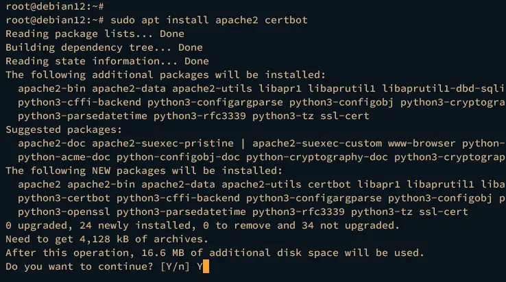 Установка Apache2 и Certbot