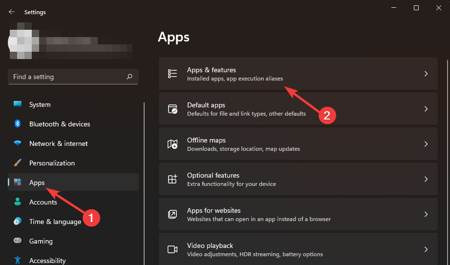 Список приложений в настройках Windows