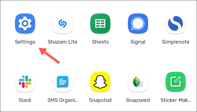 Откройте настройки на Android