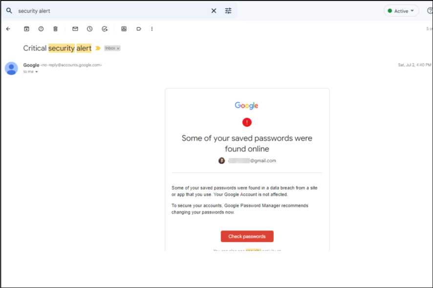 Фальшивое оповещение Google — распознать и убрать