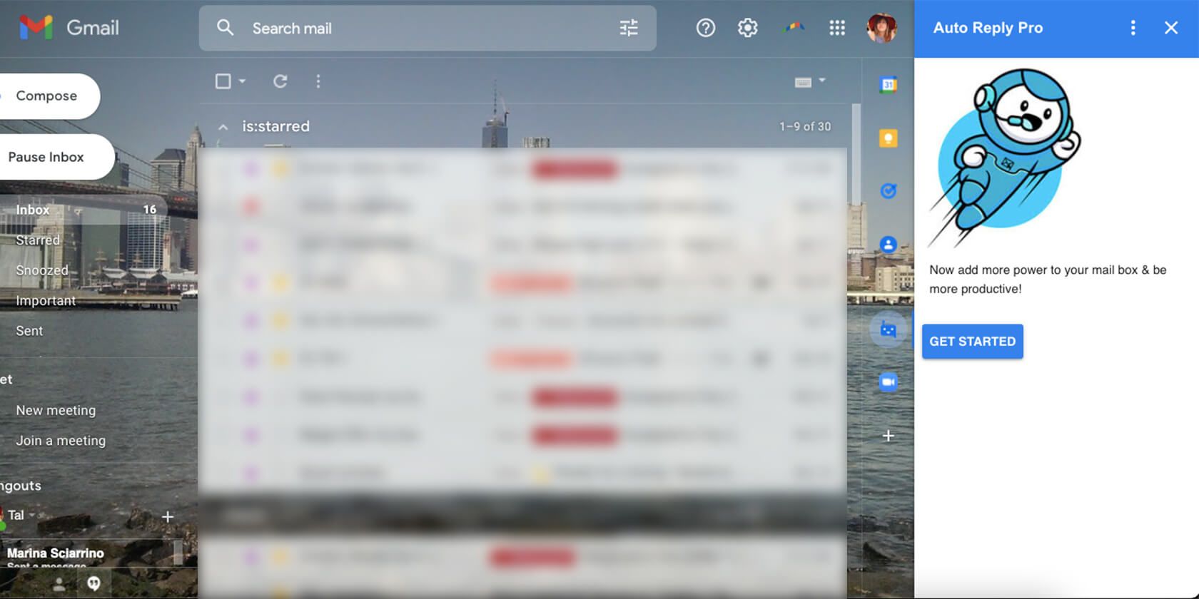 Окно Auto Reply Pro в Gmail