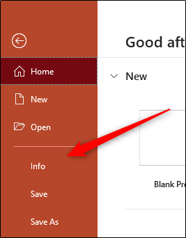 Опция Сведения в левой панели