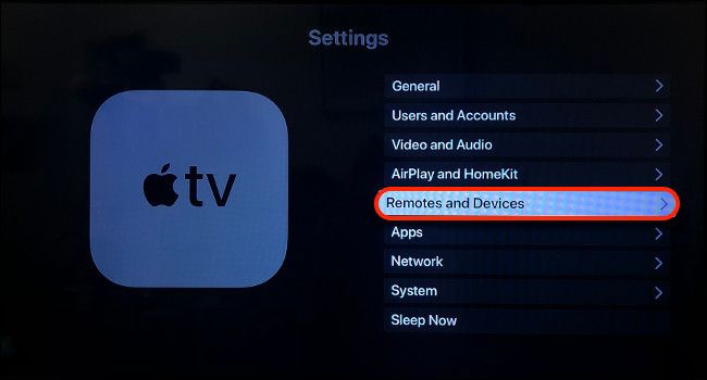 Меню настроек Apple TV: Bluetooth и список устройств