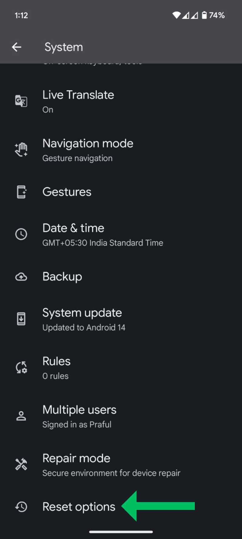 Выбор резервной копии при настройке устройства