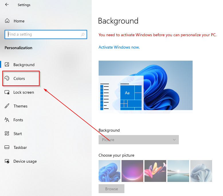 Параметры — Цвета