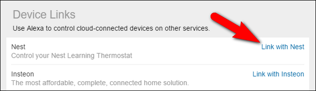 Раздел «Ссылки устройств» с записью Nest