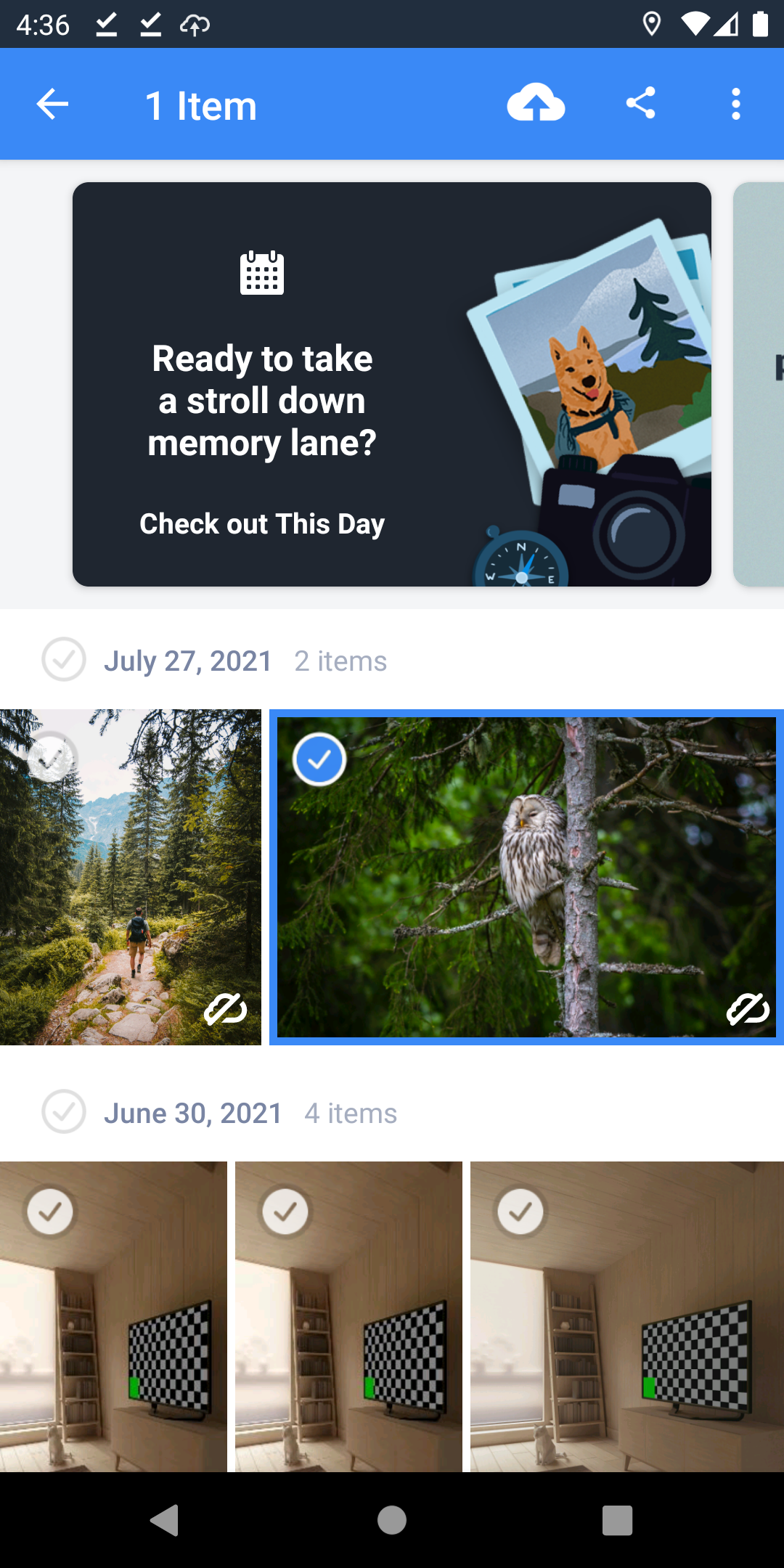 Выбор изображения в Android-приложении Amazon Photos