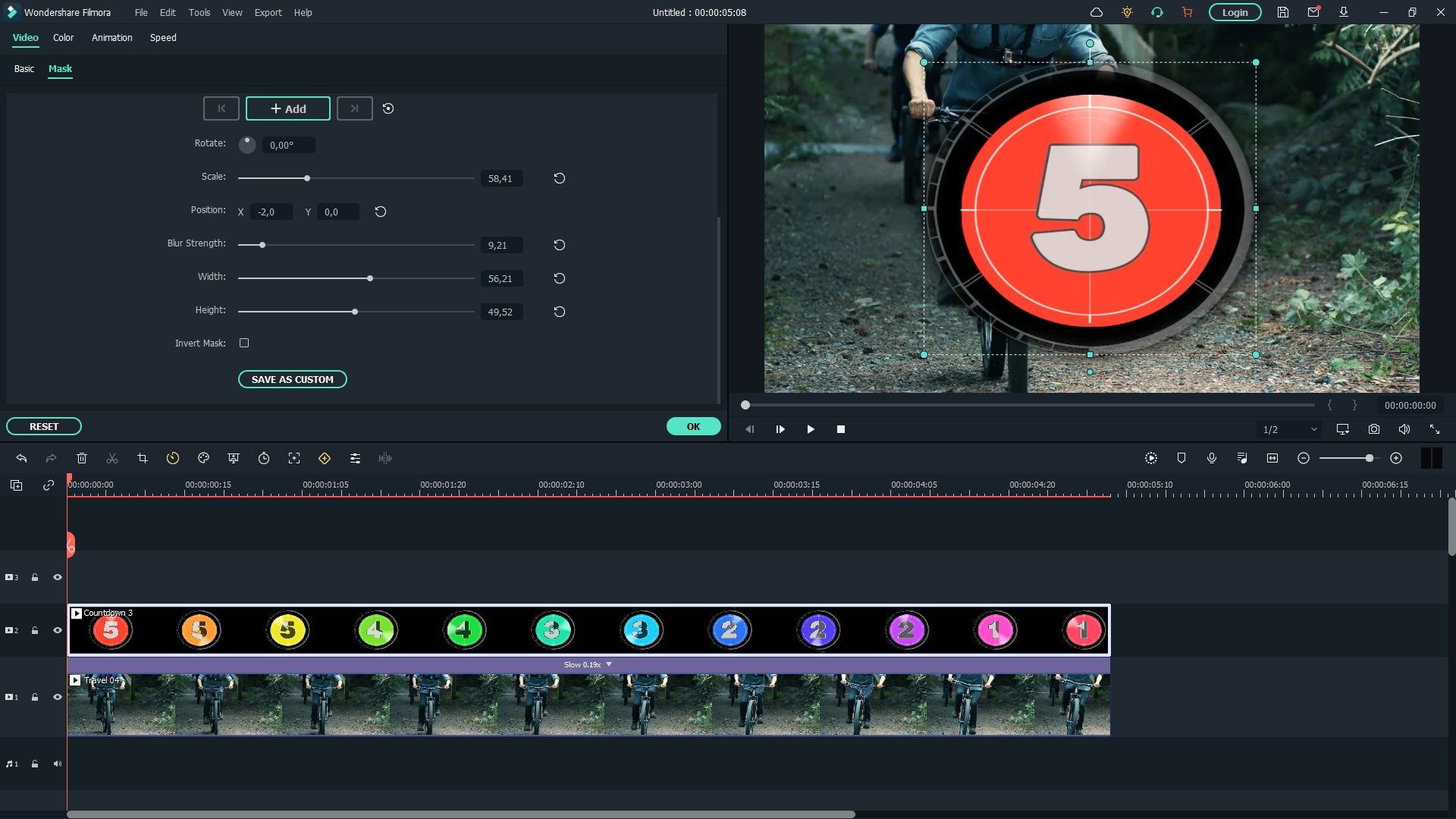 редактирование маски в filmora