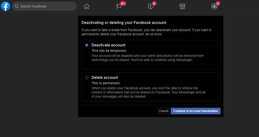 how to delete or deactivate account