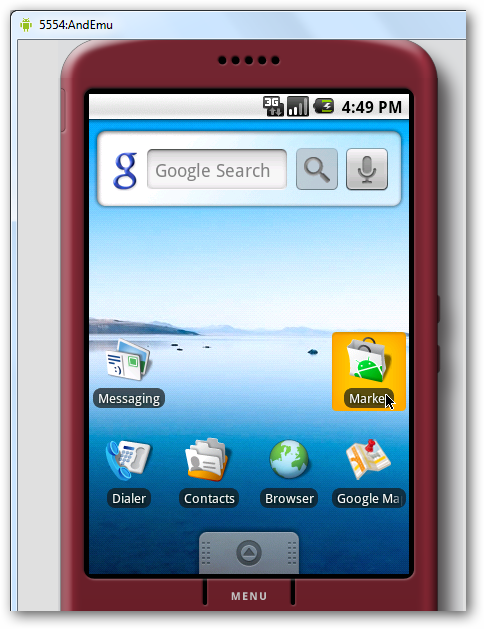 Домашний экран Android с Market