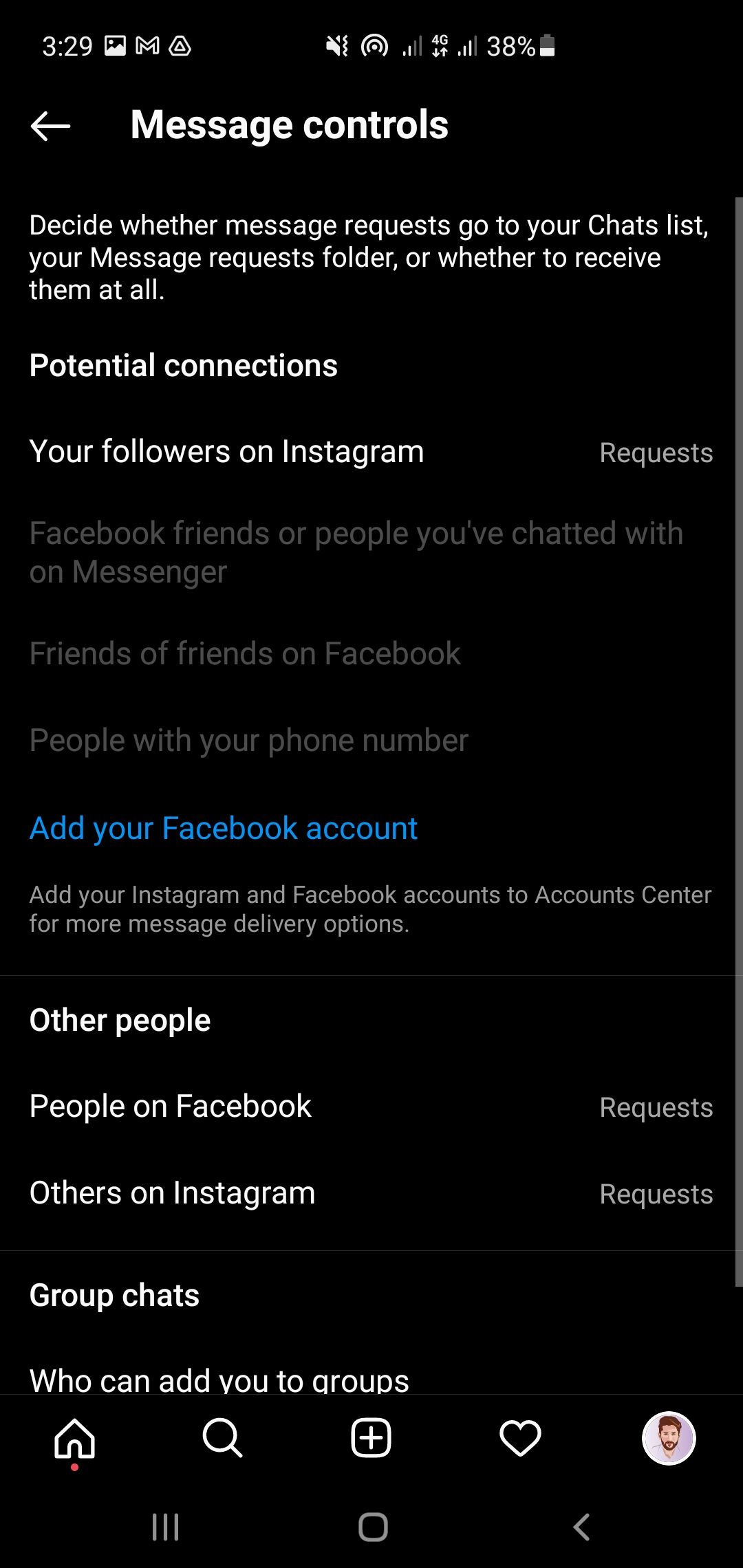 Фильтр сообщений в Instagram