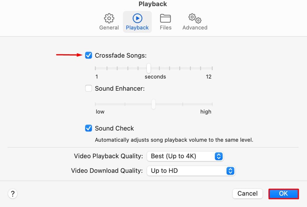 Кнопка «ОК» для подтверждения изменений в настройках на Mac.