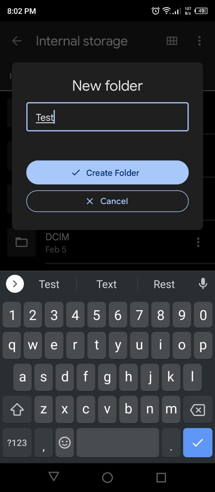 Переименование и создание папки в Files by Google