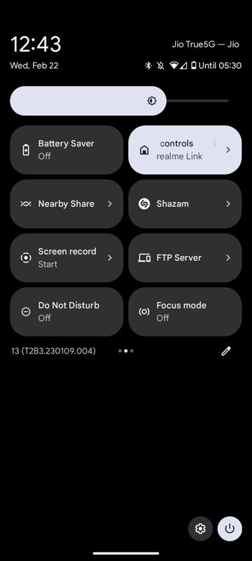 Shazam Quick Settings tile on Pixel