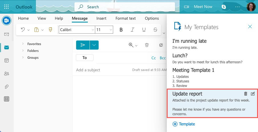 Новый шаблон в списке Мои шаблоны на вебе