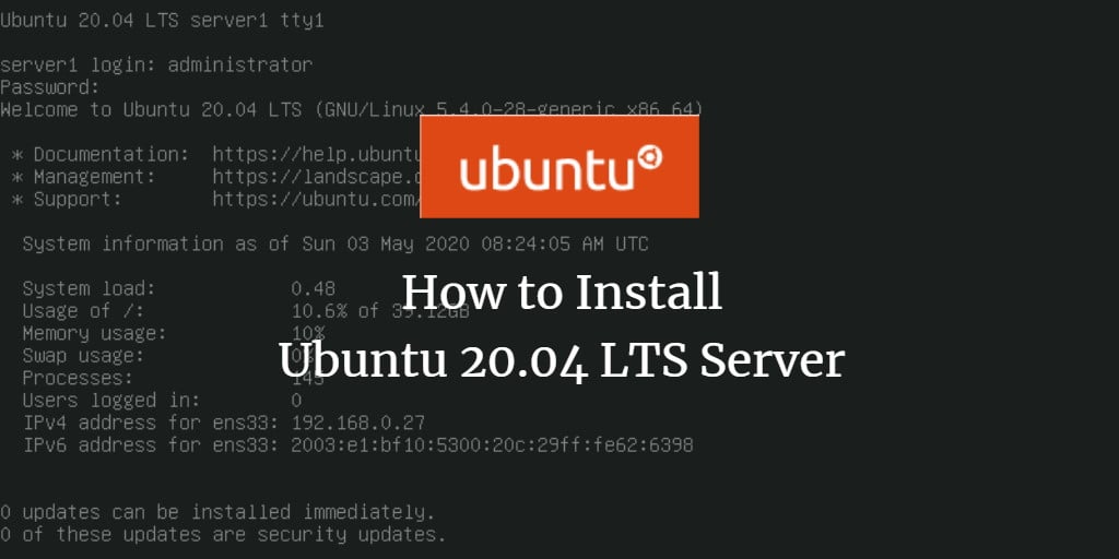 Установка Ubuntu 20.04 LTS — базовый сервер