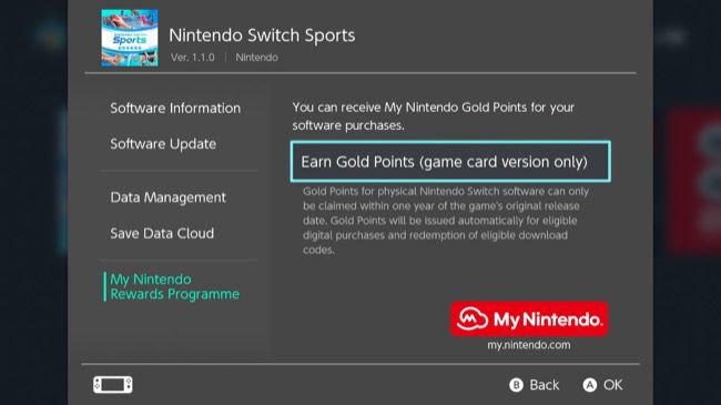 Earn points from Nintendo Switch cartridge
