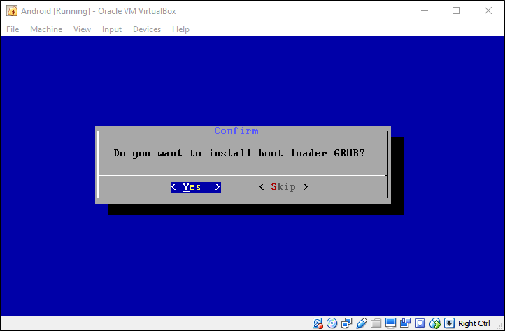 Подтвердите установку загрузчика GRUB