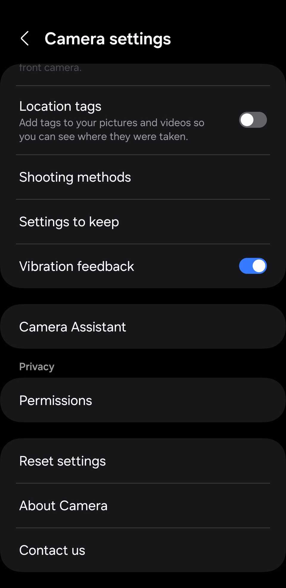 Настройки камеры на телефоне Samsung.