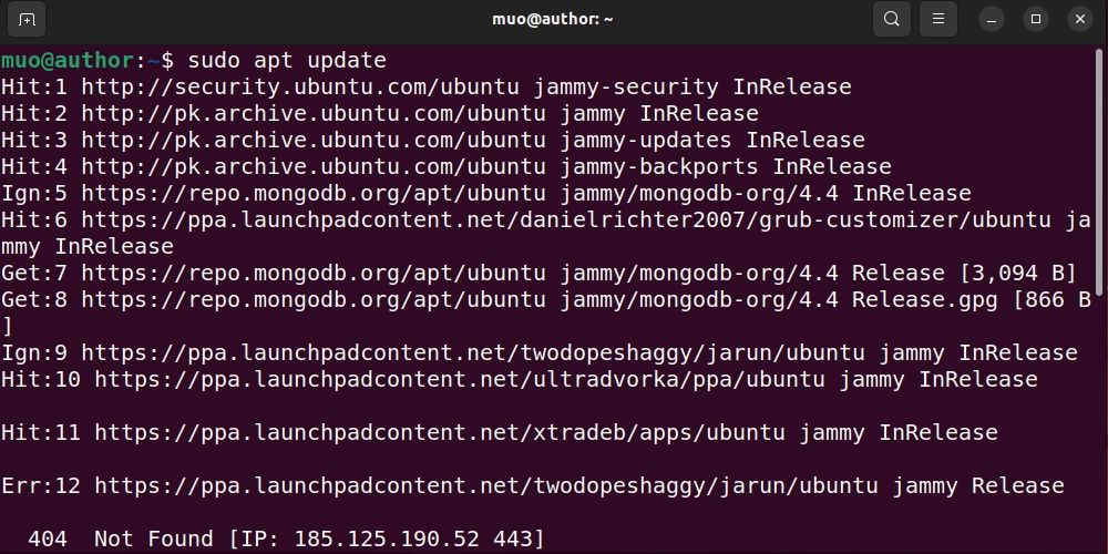 Обновление списка пакетов в Ubuntu