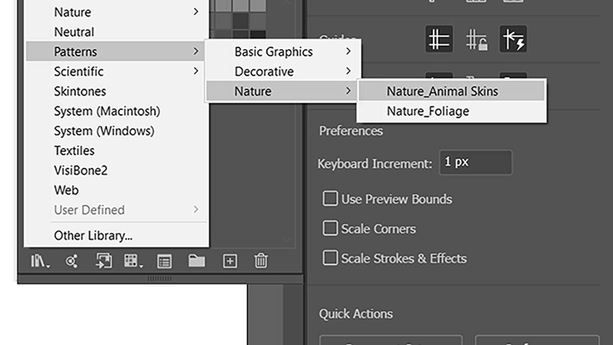 открыть библиотеку узоров в illustrator