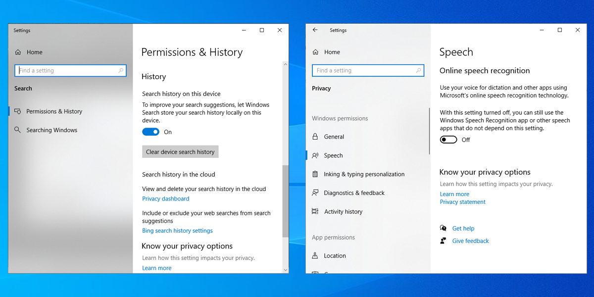Параметры разрешений в Windows 10
