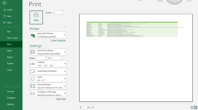 Просмотр печати в Excel