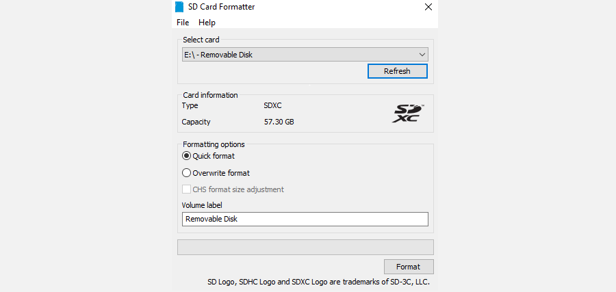 sd card formatter