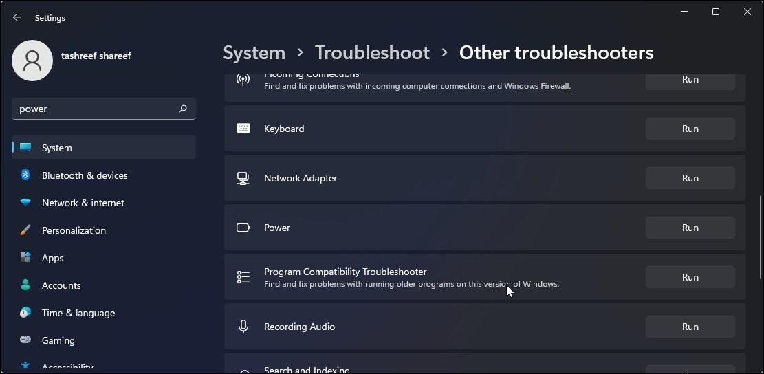 Запуск средства устранения неполадок питания в Windows