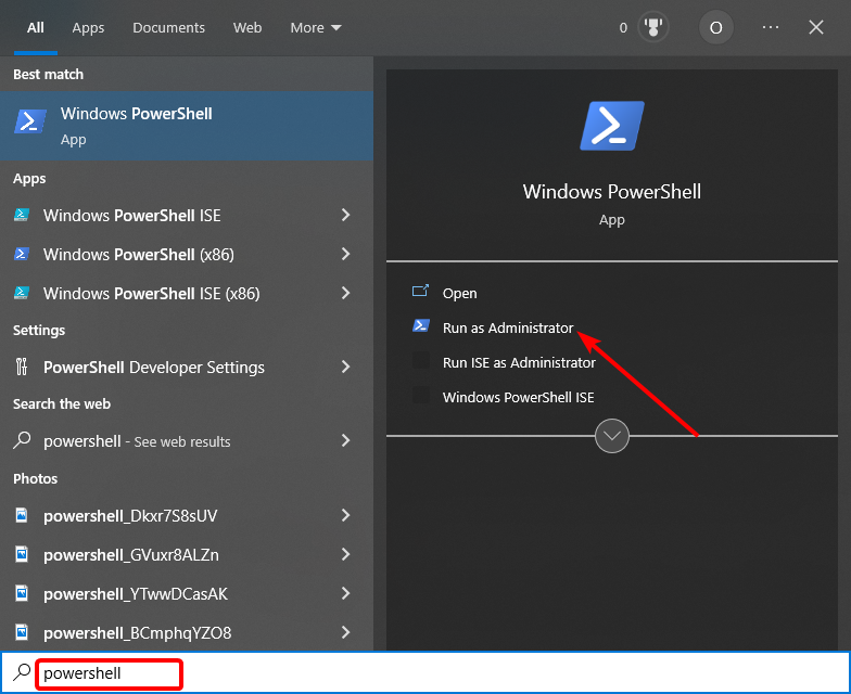 Запуск PowerShell от администратора
