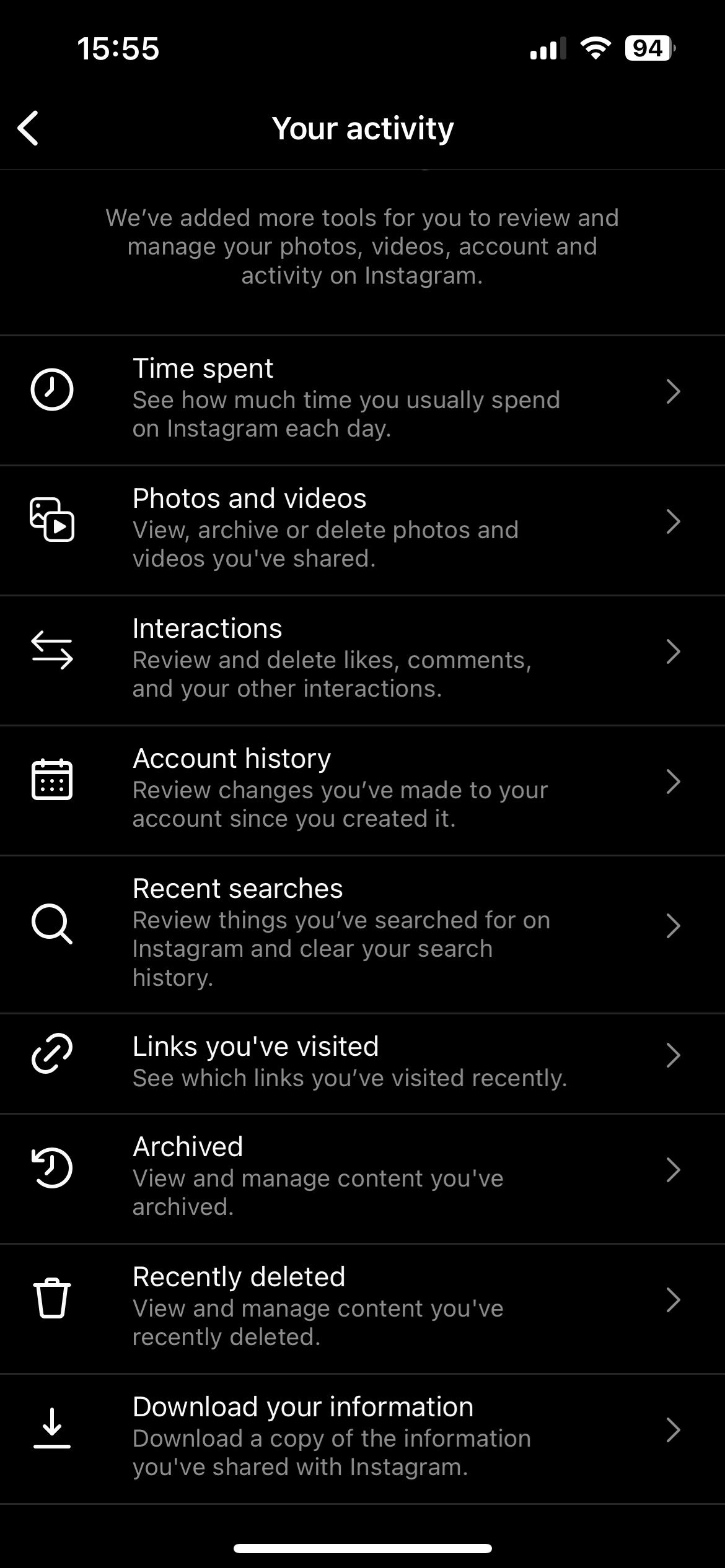 Instagram Your Activity