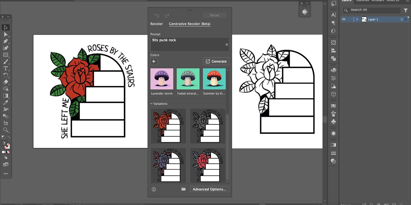 Generative Recolor tool in Adobe Illustrator