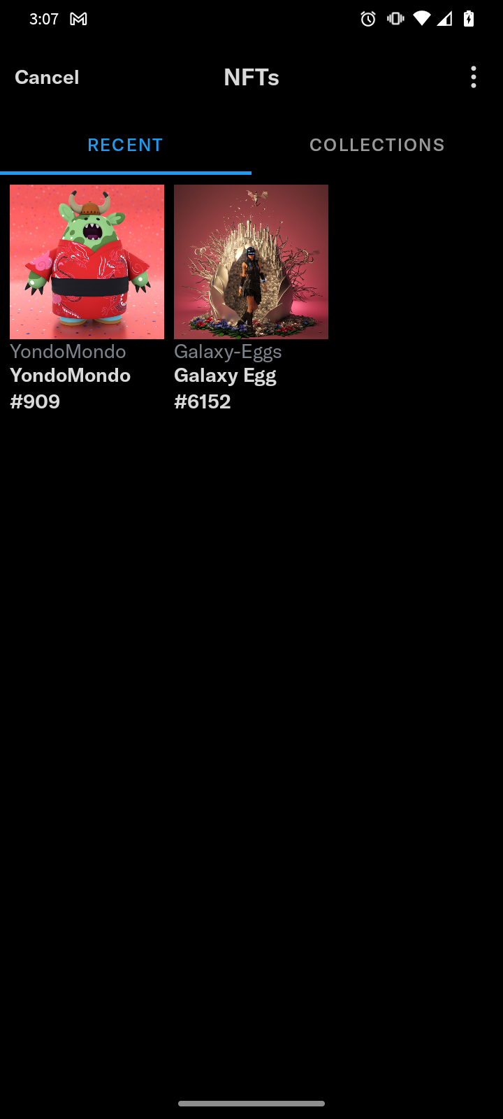 Выбор NFT для аватарки Twitter Blue из подключенного кошелька MetaMask