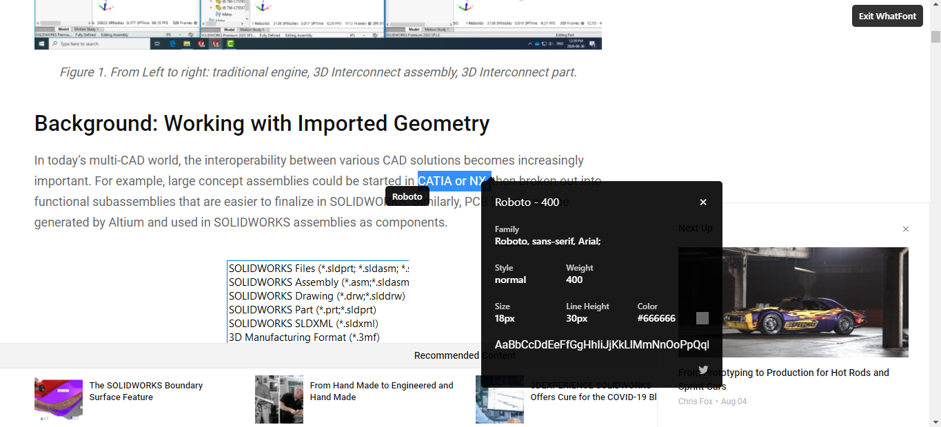 WhatFont показывает подробные параметры шрифта в всплывающем окне