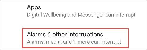 Раздел 'Будильники и другие прерывания' в 'Не беспокоить'