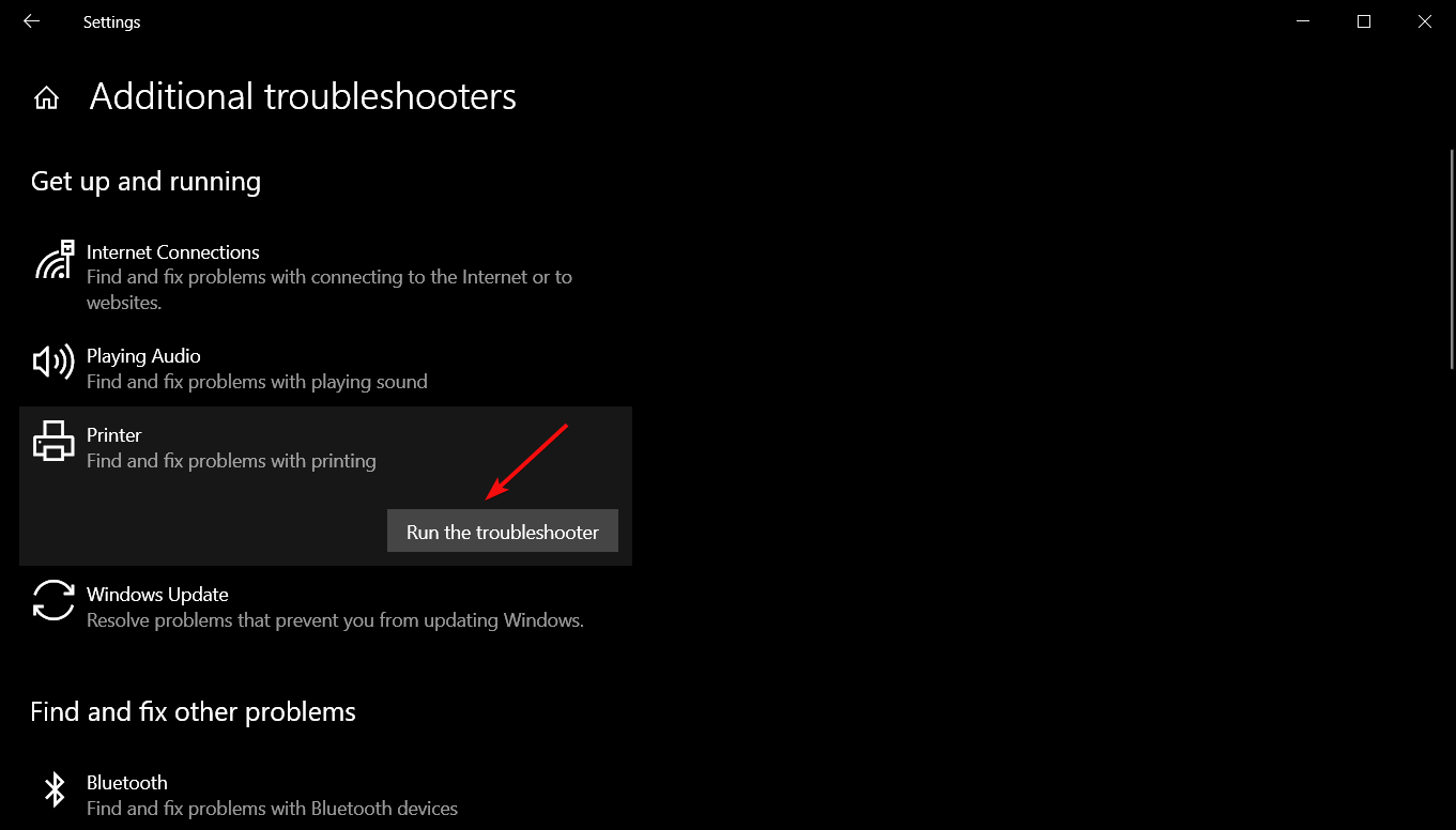 Средство устранения неполадок с принтером