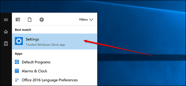 Окно настроек Windows