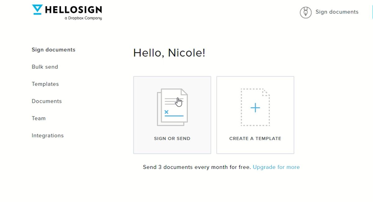 Кнопка SIGN OR SEND на сайте HelloSign