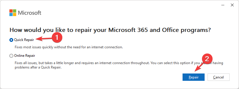 Выбор Быстрого восстановления
