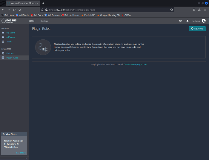 Управление правилами плагинов в Nessus