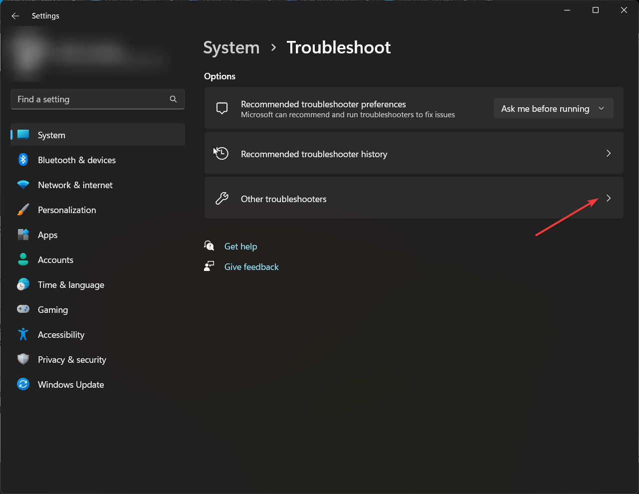 Список других средств устранения неполадок