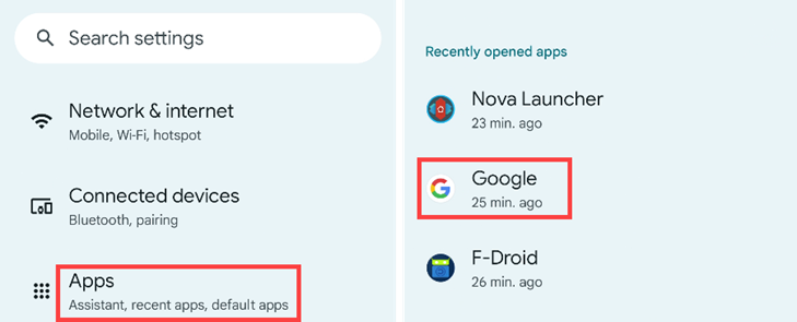 Перейдите в «Приложения» и выберите приложение.