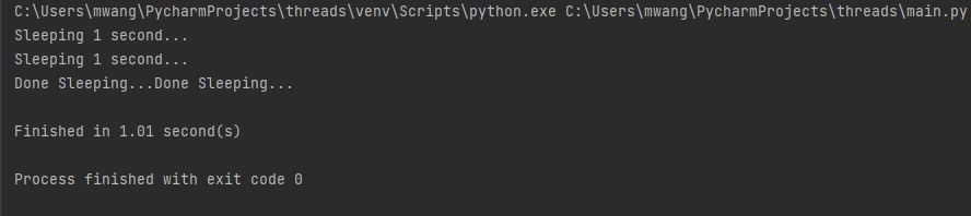Вывод программы через concurrent.futures — около 1 секунды