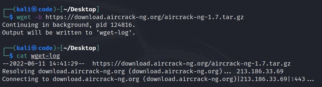 Фоновая загрузка файла с помощью wget
