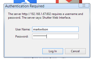 Веб-интерфейс Shutter, отображающий опции управления и информацию о системе