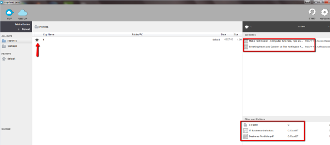 Сохранённая сессия: сайты и файлы перечислены в правой панели