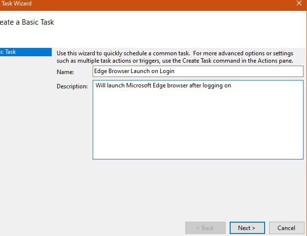 Мастер создания задачи — имя